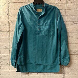 Scully Teal Grandfather Henley Shirt L – 100% Cotton Vintage Western Pioneer Pul